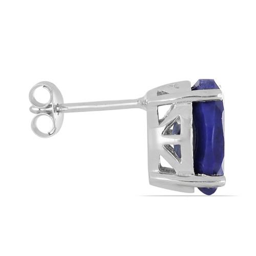 BUY 925 SILVER NATURAL LAPIS LAZULI SINGLE STONE EARRINGS